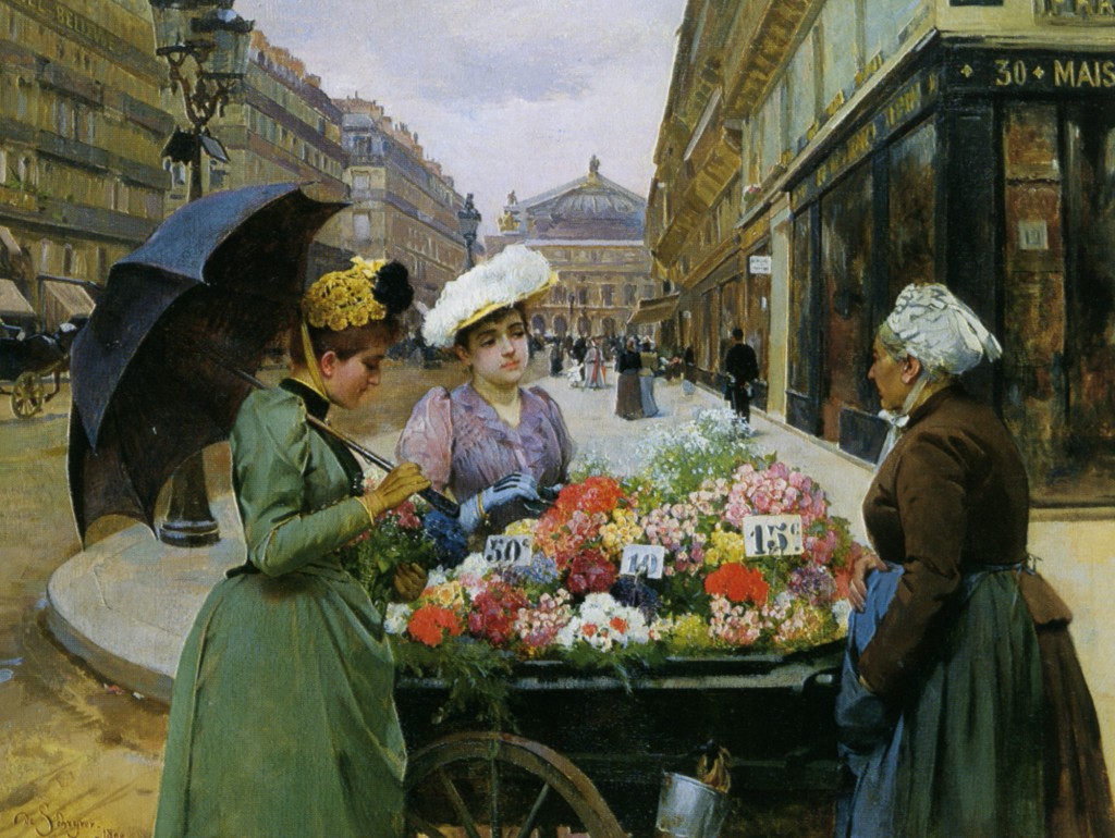 Louis Marie de Schryver, malarstwo francuskie XIX w., sprzedawcy kwiatów w malarstwie, blog historia, blog historyczny