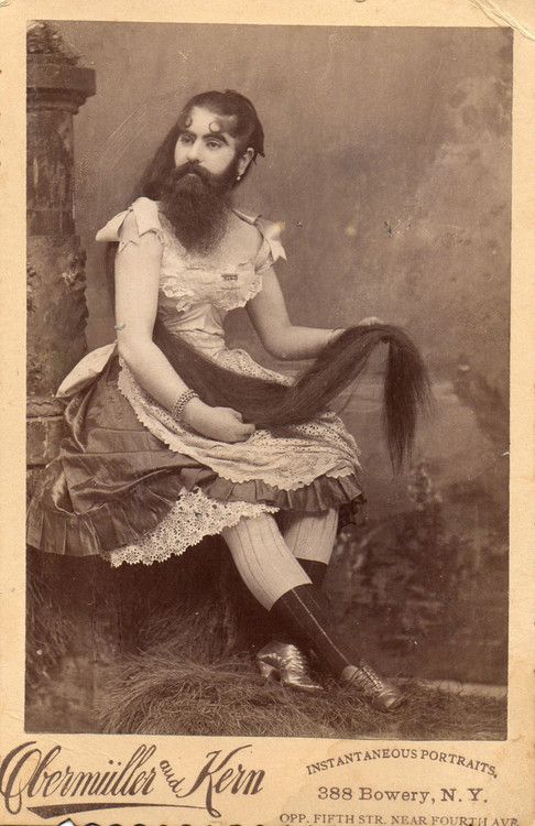 kobieta z brodą, ludzie pokazywani w cyrkach, osoby transseksualne XIX w.