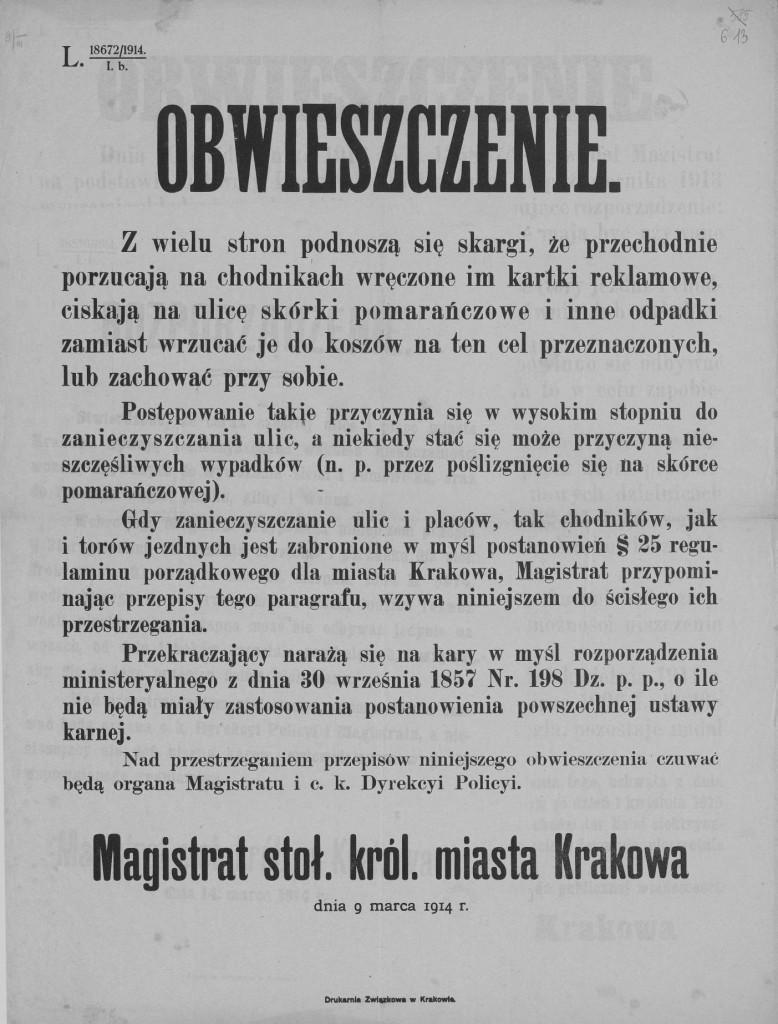 obwieszczenia Kraków XIX w. reklama w XIX w. 