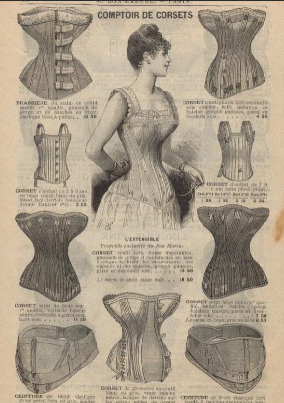 Le bon marche gorset reklama 1888 r. gorset dla kobiet w ciąży XIX w.