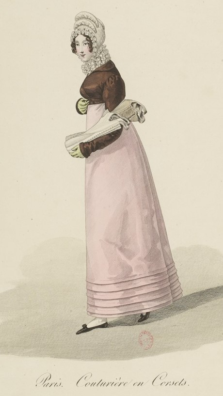Georges Gatine Costumes d'ouvrières parisiennes kobieta z gorsetami xix w.