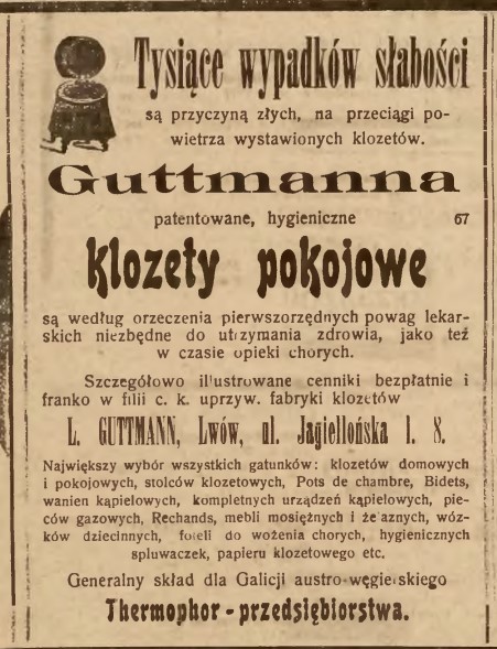 dawne wychodki reklama XIX w.