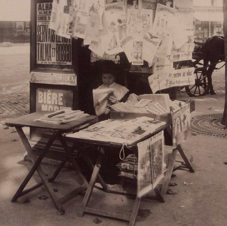 uliczni sprzedawcy gazet stoisko z gazetami xix w.